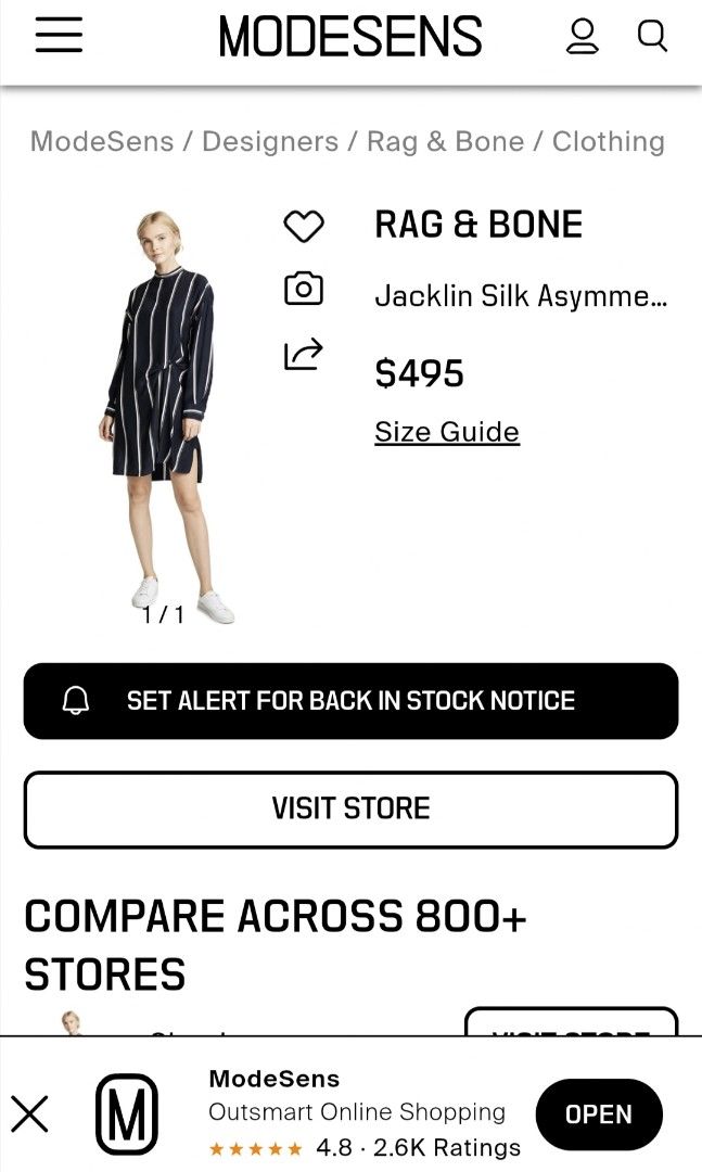 RAG AND BONE Jacklin Silk Asymmetrical Dress (Category: Luxury Apparel) located in General Santos City (Dadiangas). Submitted by amzonshop (Listing ID 1363989794, Image 3). Description: RAG AND BONE Jacklin Silk Asymmetrical Dress Dark blue & white stripes Large Bust: 44" Waistline: 40" Length: Front - 37" / Back - 40".