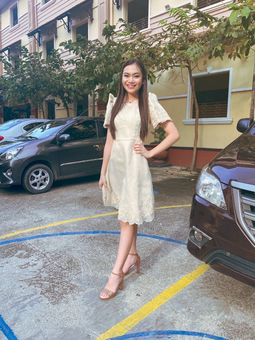 RENT ONLY] Beige Cream Ecru Graduation Dress Filipiniana, Women's Fashion,  Dresses & Sets, Dresses on Carousell