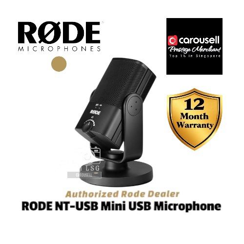 RODE NT-USB Mini USB Microphone (Category: Microphones) located in Singapore. Submitted by huachoony (Listing ID 1363964410, Image 1). Description: This is an Carousell Prestige Merchant, deal with more confident. RODE NT-USB Mini USB Microphone - RODE 1 year warranty - Brand new in box - Authorized dealer store - RODE original product - Provide official tax invoice Highlights •Designed for Podcasting and Streaming •Works with Computers and Table