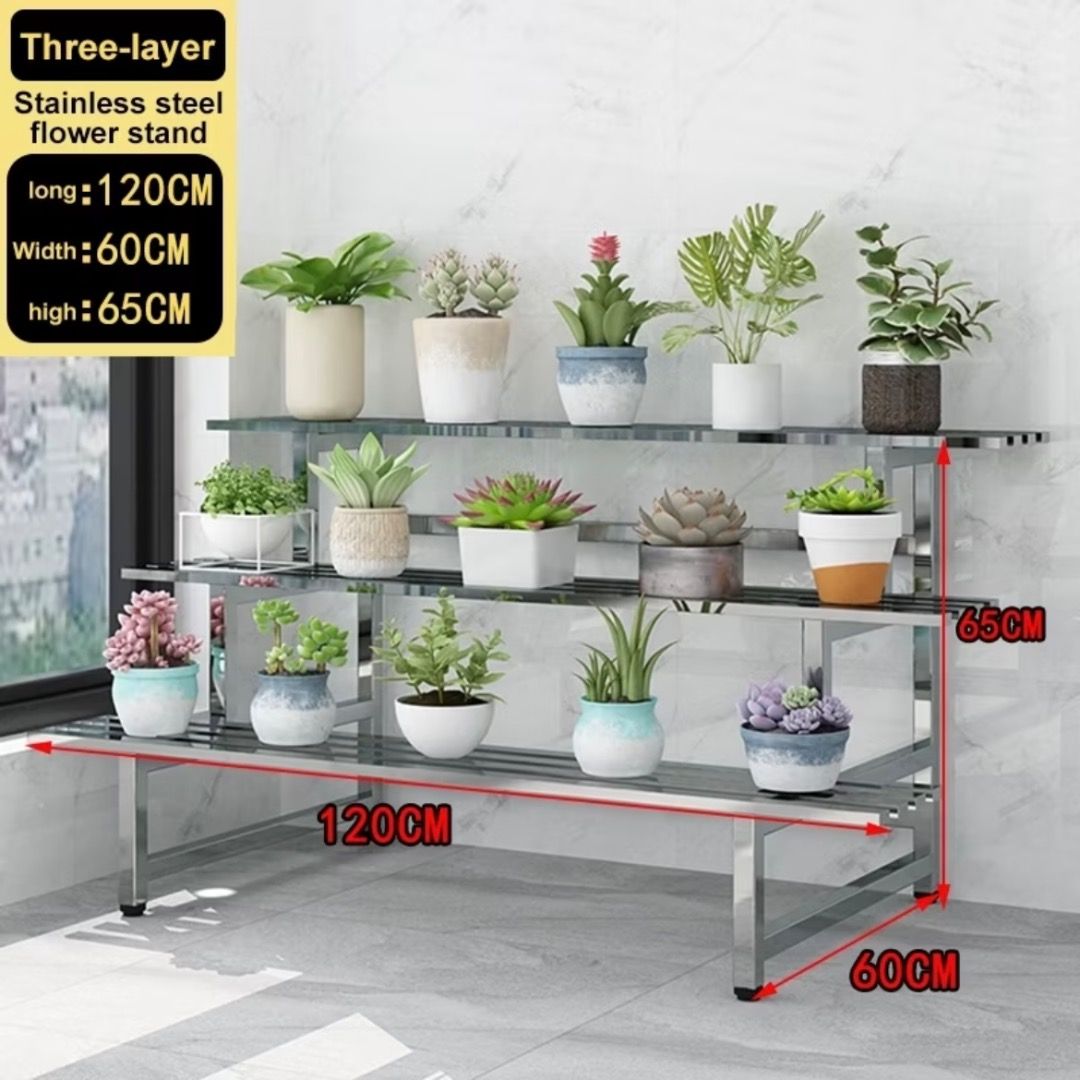Stainless Steel Plant Pot Rack | Flowerpot Rack | 3 Tier Plant Rack ...