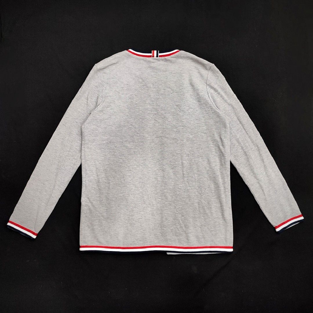 Thom Browne Cardigan (Category: Luxury Apparel) located in Taytay. Submitted by highendmnl (Listing ID 1363977054, Image 2). Description: Thom Browne Cardigan Signature Stripe Ribs Excellent condition Medium size 40 on tag 20x27 Dm.