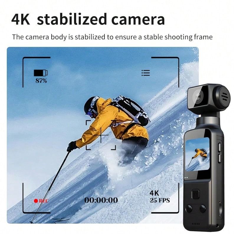 4K USB Rechargeable 270 Degree Rotatable Video Camera With 1.33" CMOS, Stabilization, Suitable For Vlogging, Live Streaming, Video Recording62864720899331113