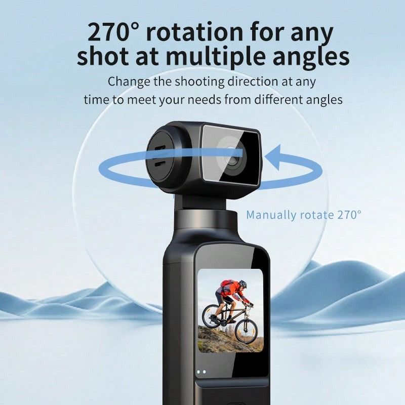4K USB Rechargeable 270 Degree Rotatable Video Camera With 1.33" CMOS, Stabilization, Suitable For Vlogging, Live Streaming, Video Recording62864720899331112