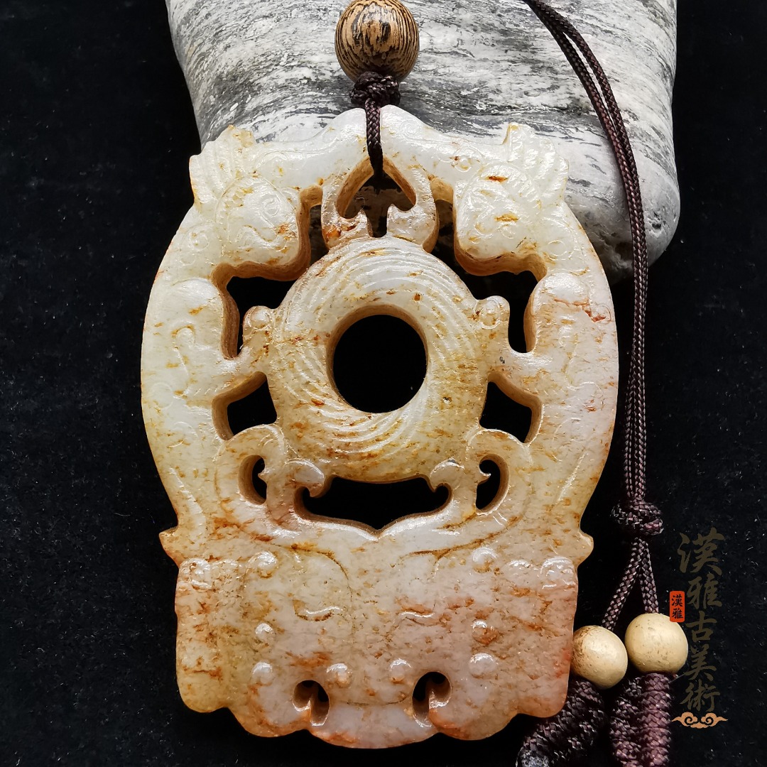 雅古美術】和闐玉玉牌獸面牌仙人和闐白玉白玉玉石和田玉和田白玉