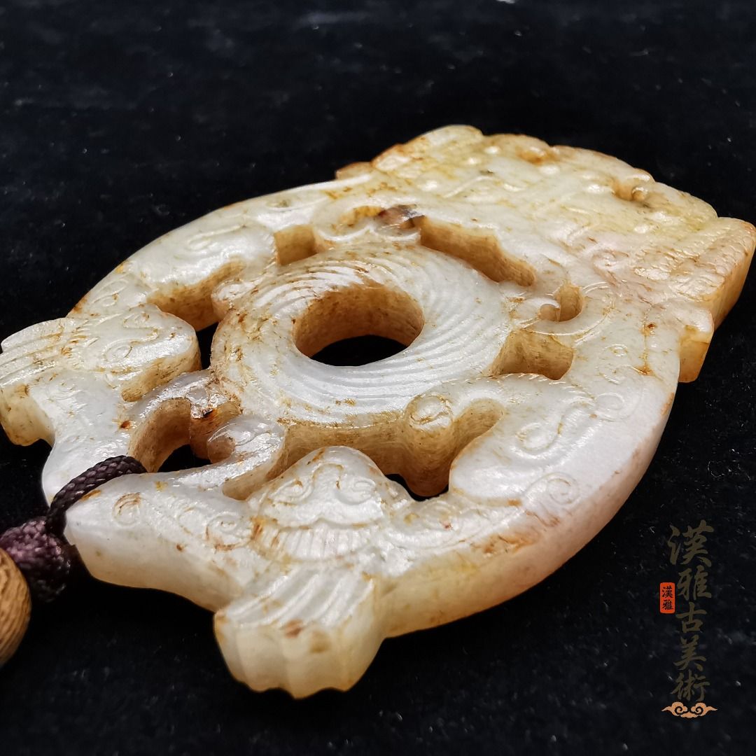 雅古美術】和闐玉玉牌獸面牌仙人和闐白玉白玉玉石和田玉和田白玉