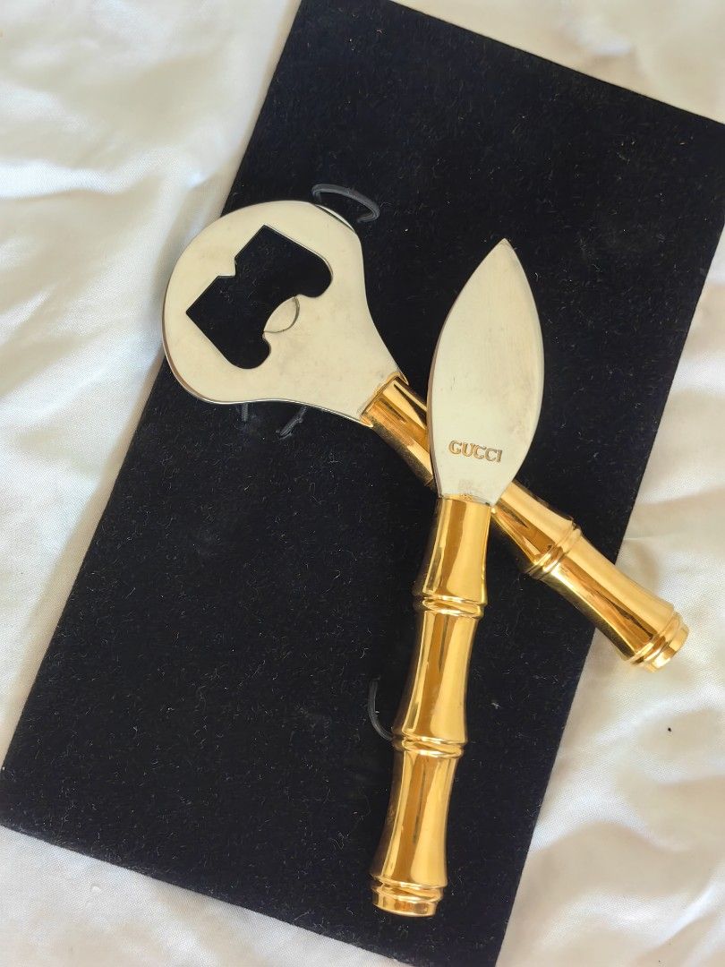 Authentic GUCCI Bottle Opener Set 1970s (Category: Luxury Accessories) located in Quezon City. Submitted by maneradesignersboutique (Listing ID 1364060722, Image 3). Description: 💯% Guaranteed authentic *Brand: GUCCI *Materials: Brass *Color: two tone *Size: 13cm *Condition: Brandnew -Used * Inclusions: box Open for LAYAWAY 20% down payment 80% payable in 60 - 90 days with 0 interest at regular posted price. Client will only recieve item once it