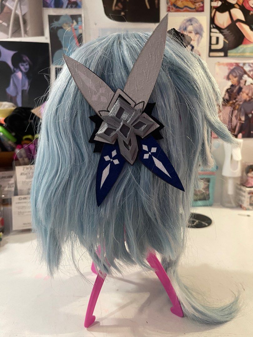 Eula Genshin Impact Wig and Cosplay Set (Category: Sets or Coordinates) located in Quezon City. Submitted by fshigetos (Listing ID 1364209757, Image 2). Description: Styled Wig + Cosplay size s-m missing number 12 (see last image) slight flaw, small stain on sleeve (see 7th image) can send more images via dm can do meetup in Quezon City.