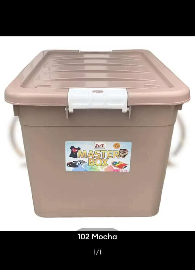 High quality Plastic box storage (Category: Storage Boxes & Baskets) located in Manila. Submitted by rasta.knit (Listing ID 1364062215, Image 1). Description: 102 liters plastic box Mocha color Hard plastic/ makapal/matibay MAY GULONG LOCATION: QC Mahal ito sa mall.