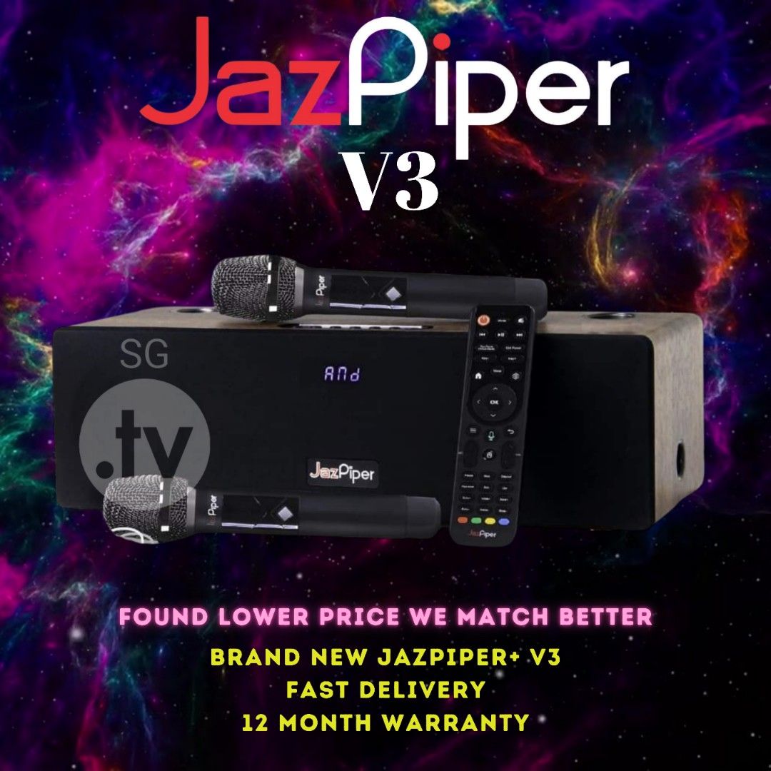 [HOT] JAZPIPER PLUS V3 HOME KARAOKE SOUNDBAR WITH DUAL MICROPHONE | KTV | KARAOKE SYSTEM | KARAOKE SET| FAST DELIVERY | READY STOCK | LOCAL SG | (Category: Soundbars, Speakers & Amplifiers) located in Singapore. Submitted by SG.TV (Listing ID 1295473493, Image 1). Description: THE JAZPIPER KARAOKE SOUNDBAR 🔥 CRAZY SALE! 🔥 JAZPIPER+ V3 PRICE: $389 JAZPIPER MAX PRICE: $479 JAZPIPER PRO PRICE: $539 CHAT WITH US FOR MORE OFFER! INSTALLMENT PLAN -AT