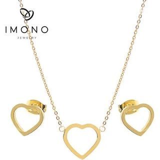 IMONO Heart Necklace & Earrings Set