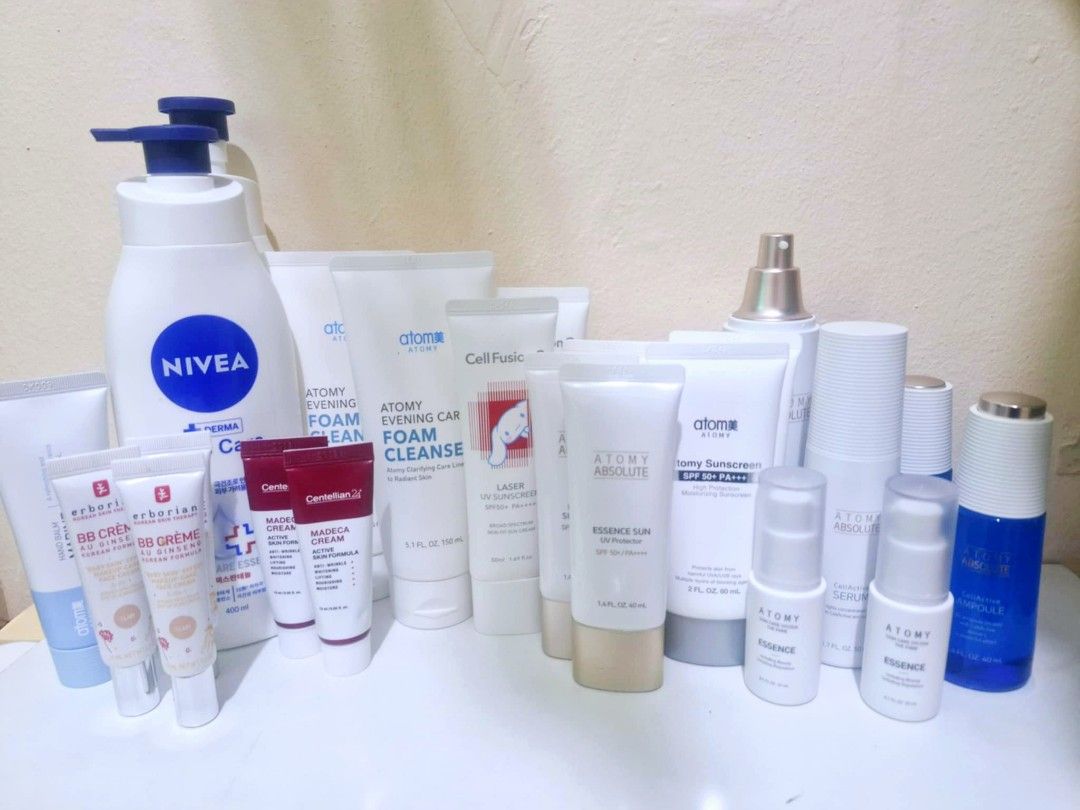Korean Skincare (Category: Face Care) located in Valenzuela. Submitted by fayespicks (Listing ID 1364068243, Image 1). Description: Pls pm for inquiries. Authentic 🇰🇷 🌞 CELL FUSION C = 750 🌞 ATOMY Absolute essence sun beige spf50 pa++++ = 600 🌞 ATOMY White spf50 pa++++ = 550 🍀 MADECA Cream = 550 🍀 ERBORIAN BB Cream = 650 🥰 MAY DISCOUNT KAPAG MARAMI BIBILHIN. 💜Location: Valenzuela City.