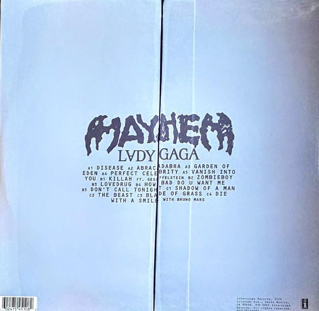 Lady Gaga - Mayhem Vinyl (Category: Vinyls) located in Manila. Submitted by jhenaloymerchandise (Listing ID 1364174653, Image 2). Description: Lady Gaga - Mayhem (2LP) = ₱5,500 Brand new sealed made in USA.