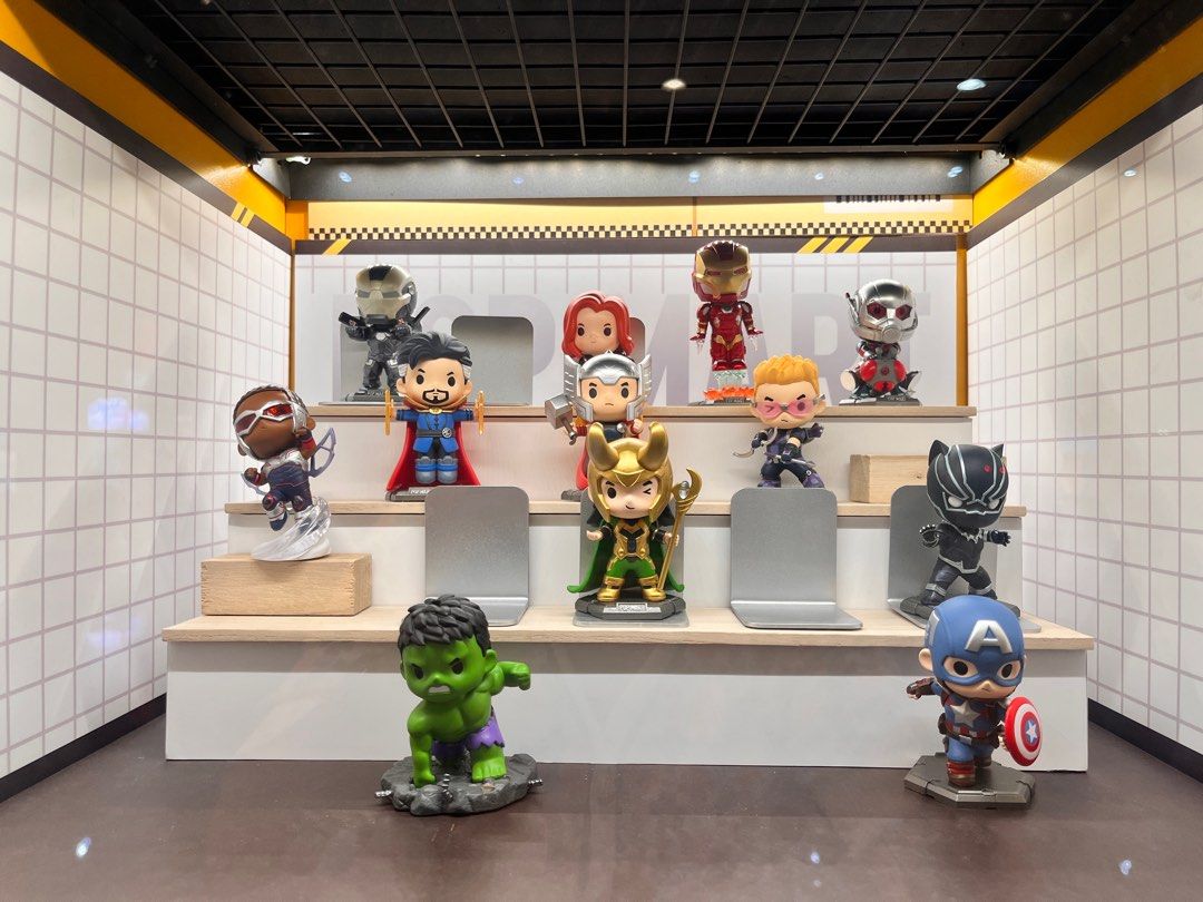 Marvel Avengers Popmart Blind Box (Category: Figurines & Statues) located in Taguig. Submitted by crelscozynook (Listing ID 1364137188, Image 1). Description: Brand new & sealed Bought at PopMart Macau Few stocks left! Hi, di na po complete set. Here’s a list of the available: Falcon - ₱899 Hawkeye - ₱899 Black Panther - ₱1,200 Ironman -₱1,299 100 off if you get two. Thanks!.