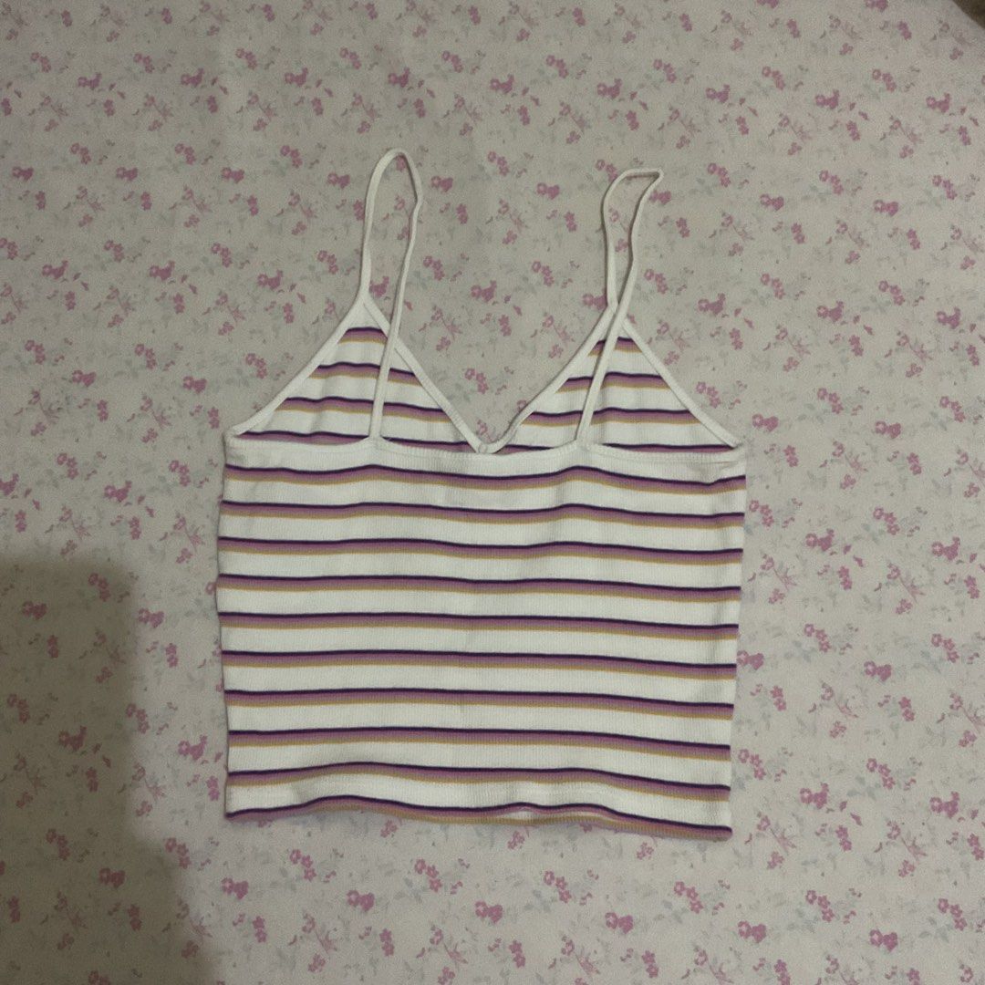 Monki Tutti Frutti Stripes Thick Ribbed Top (Category: Sleeveless) located in Marikina City. Submitted by mlffy (Listing ID 1318940437, Image 3). Description: 💛 Authentic Monki Striped Ribbed Tank Top 🏷️ XS on tag, best fits XS-S 🩷 Cutest lining 💜 Thick ribbed quality and fitting! 👛 GCash.