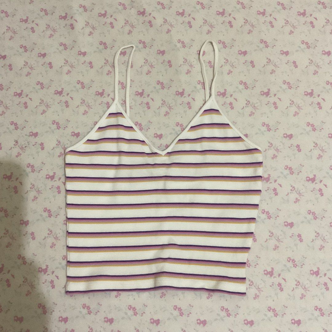 Monki Tutti Frutti Stripes Thick Ribbed Top (Category: Sleeveless) located in Marikina City. Submitted by mlffy (Listing ID 1318940437, Image 1). Description: 💛 Authentic Monki Striped Ribbed Tank Top 🏷️ XS on tag, best fits XS-S 🩷 Cutest lining 💜 Thick ribbed quality and fitting! 👛 GCash.