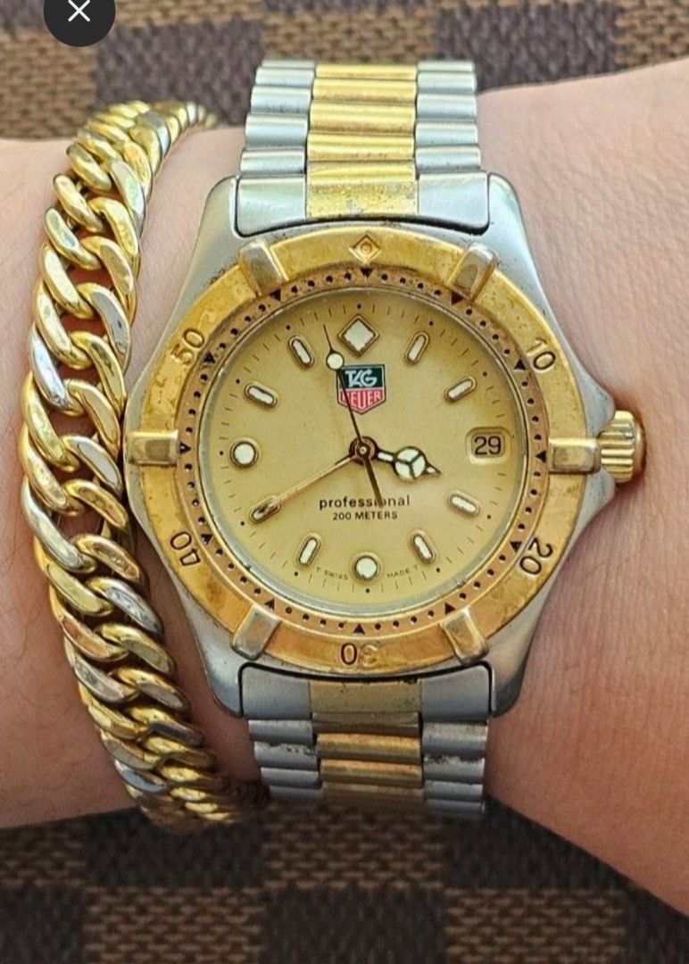 Tag Heuer 2000 Series Twotone Midsize (Category: Luxury Watches) located in Manila. Submitted by shyysandig (Listing ID 1364082467, Image 1). Description: FS: Tag Heuer 2000 Series Professional WE1220-R Twotone Midsize 37mm Gold plated center links still intact Quartz movement Sapphire crystal With Tag Heuer provided box only.