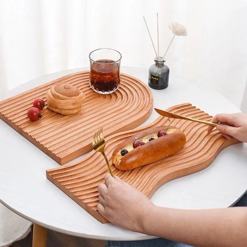 Water Ripple Breadboard Coffee Tea Tray (Category: Food Organization & Storage) located in Makati City. Submitted by meticoolous (Listing ID 1364095240, Image 2). Description: shapes available Octagon S U Beech wood material.
