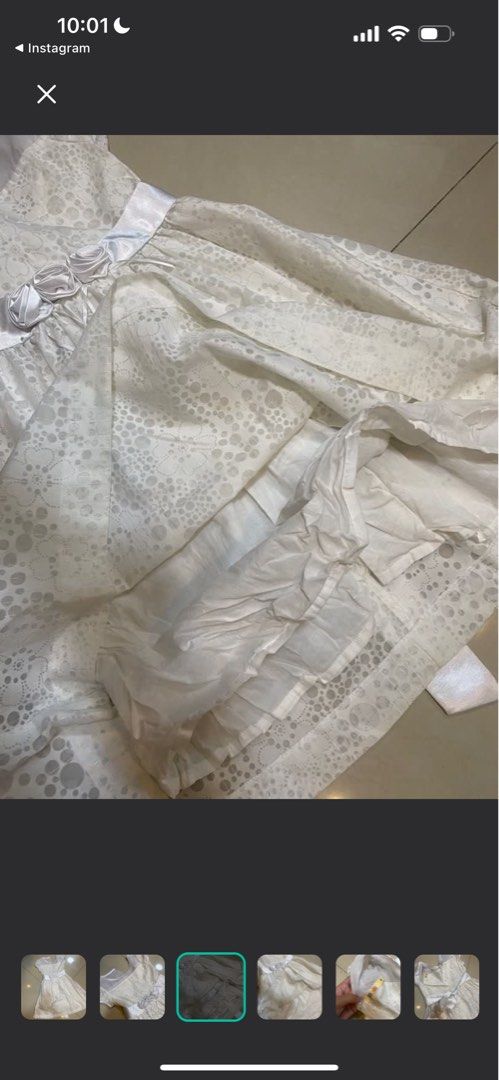 White Dress/Gown (Category: Babies & Kids Fashion) located in Pasig City. Submitted by declutterisreal (Listing ID 1364188242, Image 3). Description: Can be use for first communion! Size 8 Used once Makapal / double layered Maganda Tela .