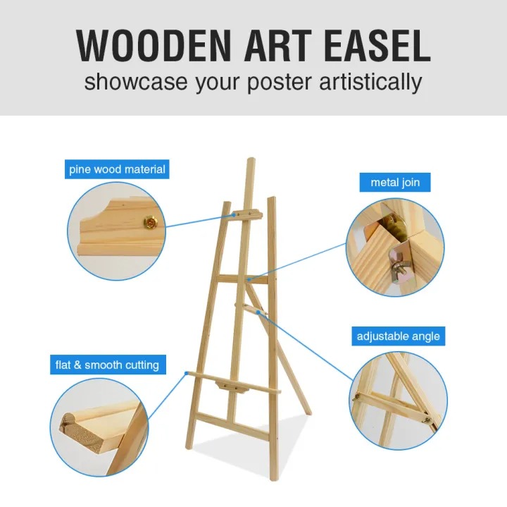 Wooden Easel Poster Stand | 175cm Art Canvas Easel | Single side poster ...