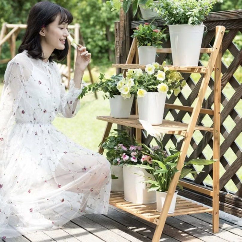 3 Tier Plant Rack | Flower Pot Rack | Foldable Plant Stand | Bamboo ...