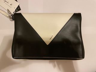 agnès b. Voyage Leather Clutch Black and White / agnes b 真皮黑白色手提包 / agnes b 袋 Pouch64240751455233110