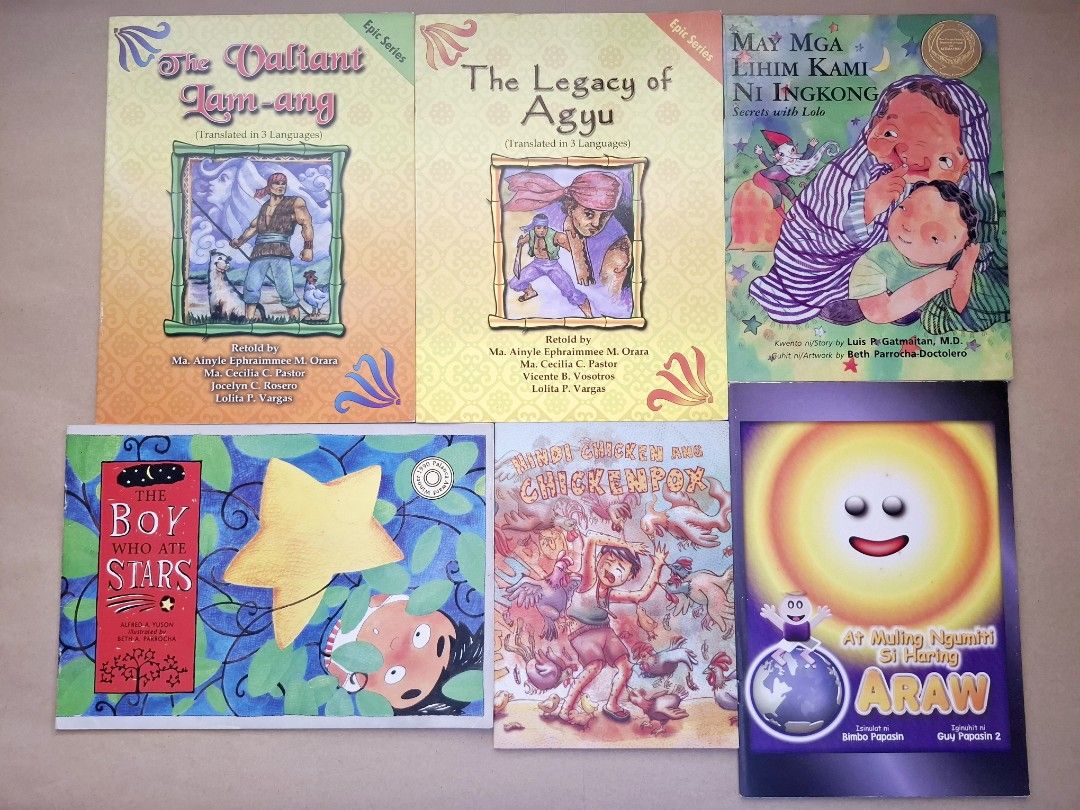 Assorted Filipino Books (Category: Storybooks) located in Cainta. Submitted by helloainee (Listing ID 1364241500, Image 1). Description: Assorted Filipino Storybooks - like new/ barely used - PHP 80 each - PHP 300 take all.