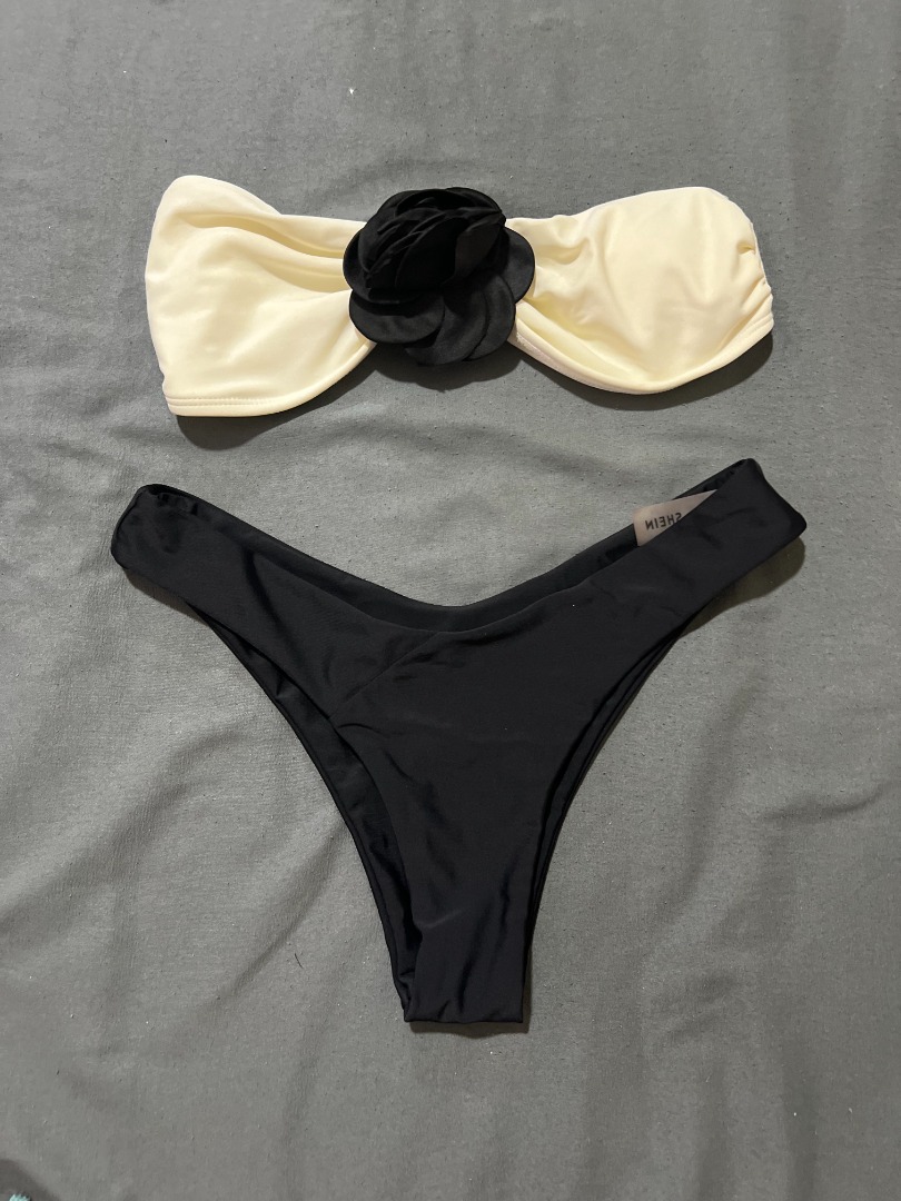 BLACK AND WHITE TWO PIECE SWIMSUIT FOR SALE, Women's Fashion, Swimwear ...