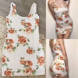 BODYCON DRESS | FLORAL SLEEVELESS DRESS| MINI SUMMER DRESS | BEACH DRESS | SEXY DRESS | EVENTS PARTY DRESS | DATE NIGHT DRESS | CREAM WHITE DRESS| OFF- WHITE DRESS|Y2K DRESS| COQUETTE|  FOREVER 21 DRESS