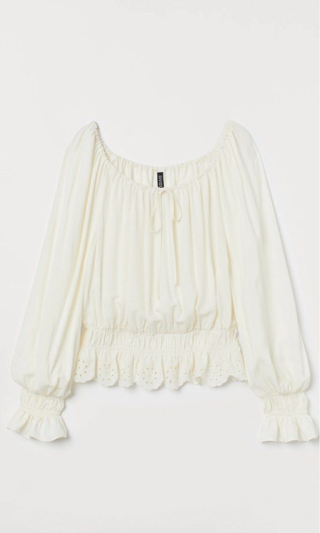 Boho off White Smock-detail blouse off shoulder (Category: Blouses) located in Davao. Submitted by shopbees (Listing ID 1364281351, Image 2). Description: RFS: Decluttering No when worn Only used Presko Kept in storage.