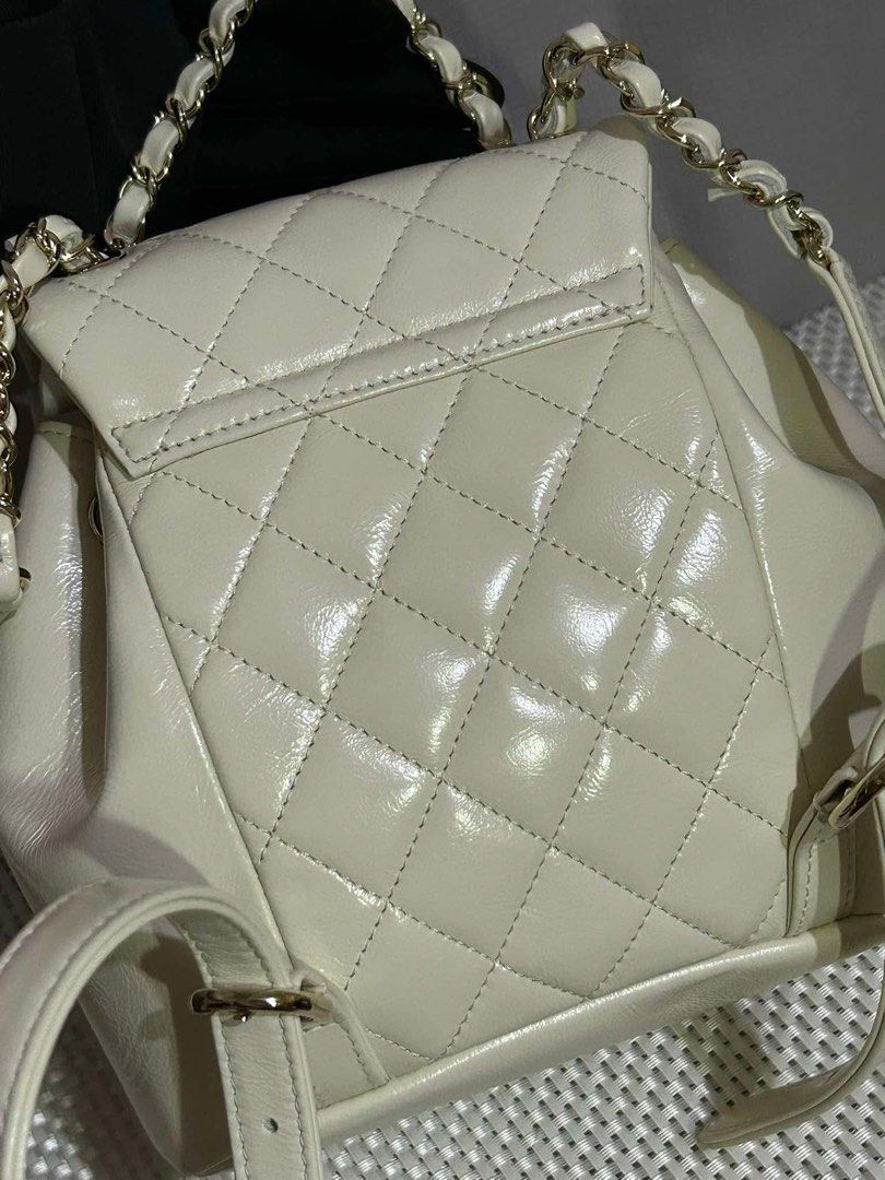 CC Duma Mini Backpack in Glazed Calfskin Cream (Category: Luxury Bags & Wallets) located in Manila. Submitted by rl_lux (Listing ID 1364281208, Image 2). Description: CC Duma Backpack in Mini size Glazed Calfskin leather/ Cream color/ Light GHW With dustbag only.