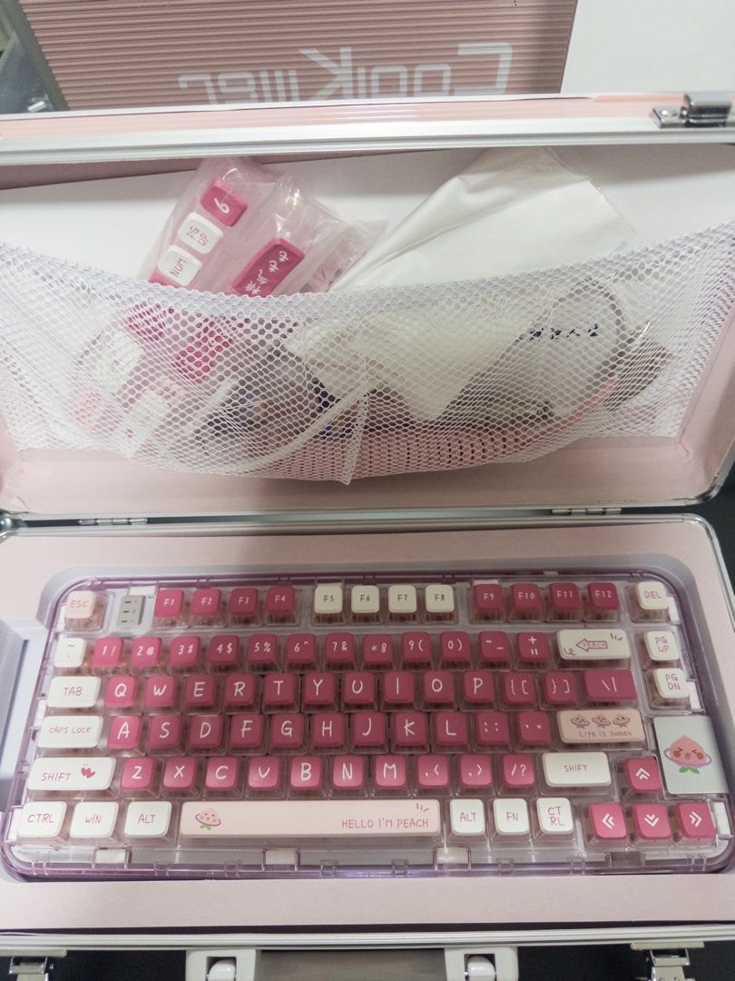 Coolkiller CK75 Wireless Hot Swappable Mechanical Keyboard, Transparent Acrylic Gasket Mounted Keyboard for for Windows/Mac(Meow Switch,Peach Pink)63223792469505111