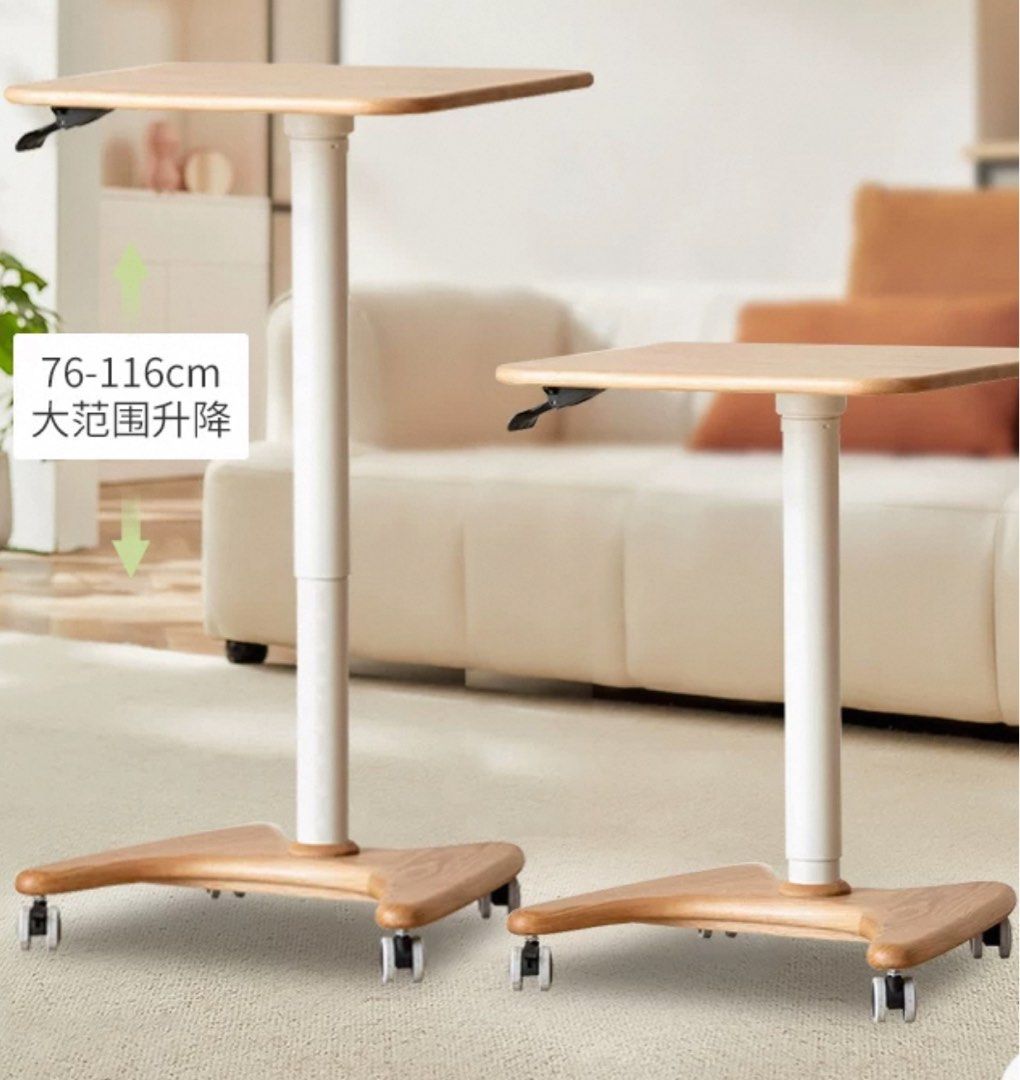 Adjustable height study table (Category: Tables & Sets) located in Singapore. Submitted by katherine_0 (Listing ID 1364269053, Image 3). Description: Size : L80x W50cm Height: 76-116cm ( adjustable) Solid wood.