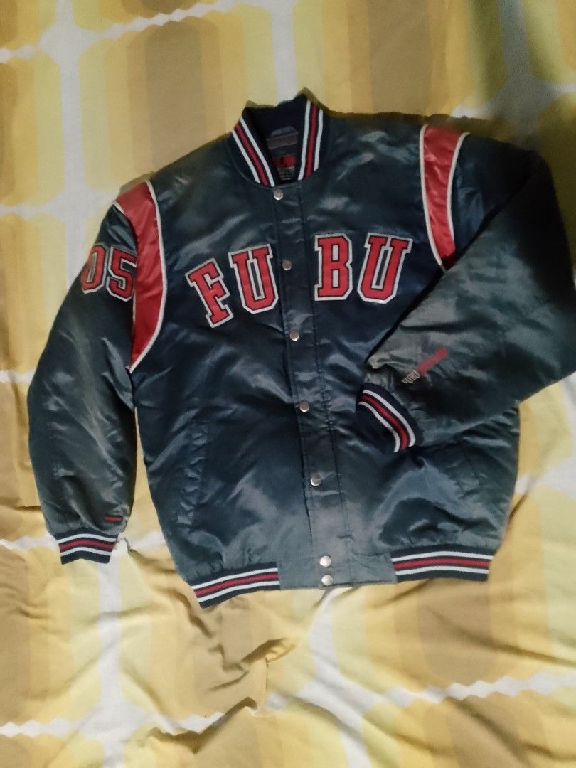 Fubu Vintage varsity jacket (Category: Activewear) located in Bauang. Submitted by mondthrift (Listing ID 1364320777, Image 1). Description: Fubu varsity jacket size medium 22/28 8.5/10 colorate.
