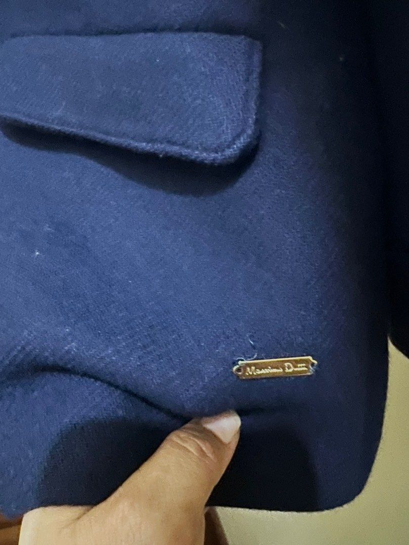 Massimo Dutti Navy Blue Spring/Autumn Wool Coat (Category: Coats, Jackets and Outerwear) located in Paranaque City. Submitted by arkingls (Listing ID 1364246771, Image 3). Description: Worn Once Personal item not thrifted RFS: Does not fit anymlre Best fit - XS Laid Flat: Shoulders 14” Chest 17” Length 25”.