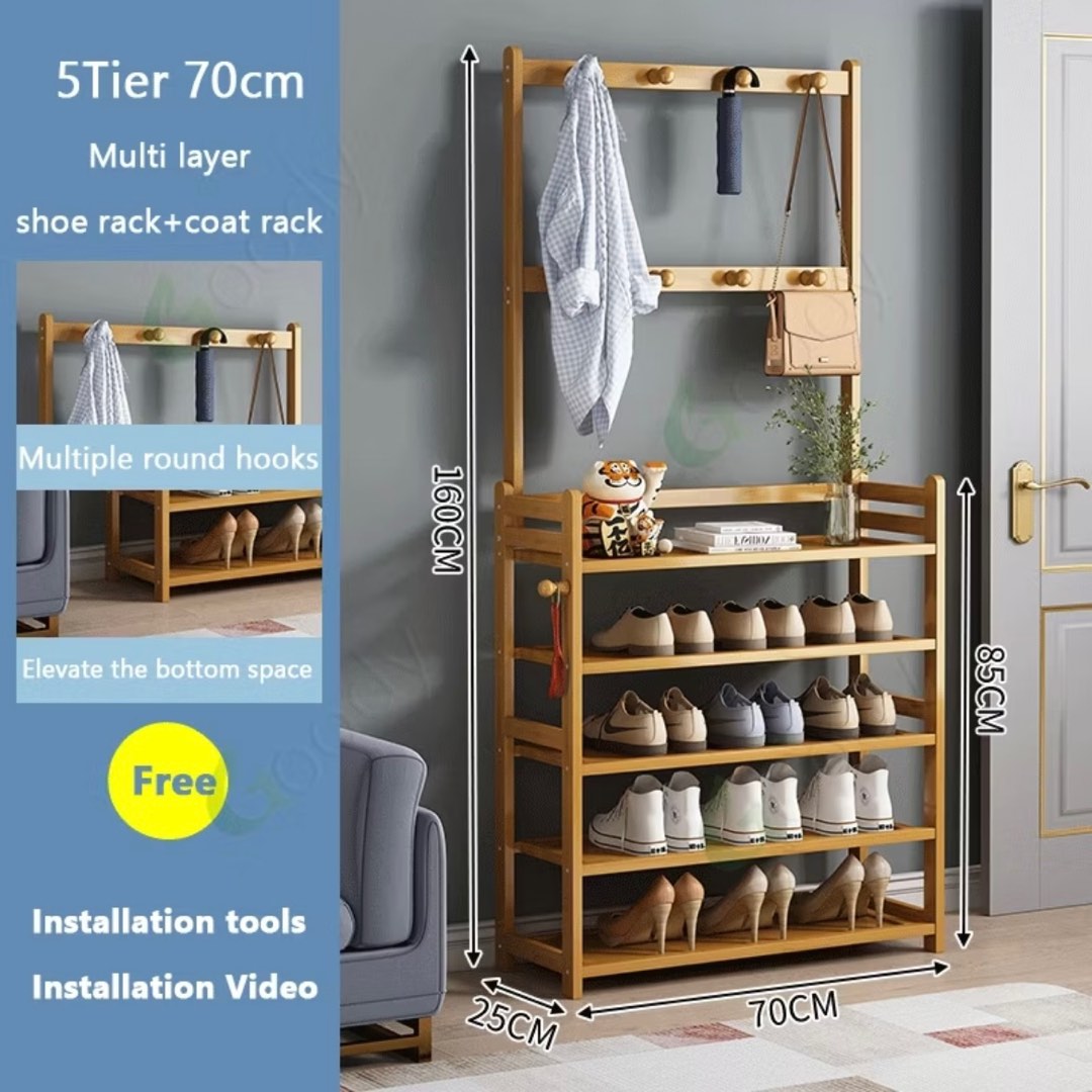 Winter Shoe Rack Multi Tier Shoe Rack | Wooden Shoe Rack | Coat Rack With Hooks And ...