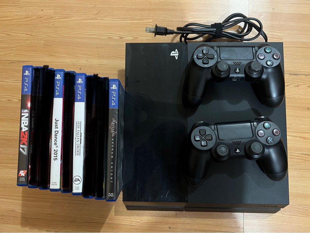 PS4 with controllers, games, camera (Category: PlayStation) located in Quezon City. Submitted by sskuurtt (Listing ID 1329244311, Image 1). Description: PS4 500 gb Included: Unit - 5500 Box and manual 2 black DS4 controllers - 2000 1 ps camera - 1000 Star wars - 800 Batman - 500 Just dance 2015 - 300 NBA 2K17 - 100 Location: QC (Pick up and test) .
