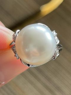 PT900澳白珍珠鑽石戒指64201643937282110