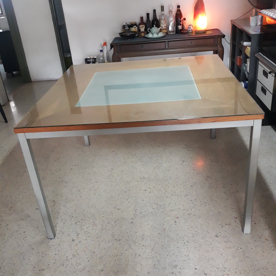 Very Rare Square Dining Table 120 x120 x Ht 75 cm. Surface Protected ...