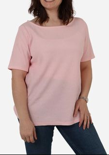 Soft Pink Ribbed Casual Top - Comfy Everyday Wear