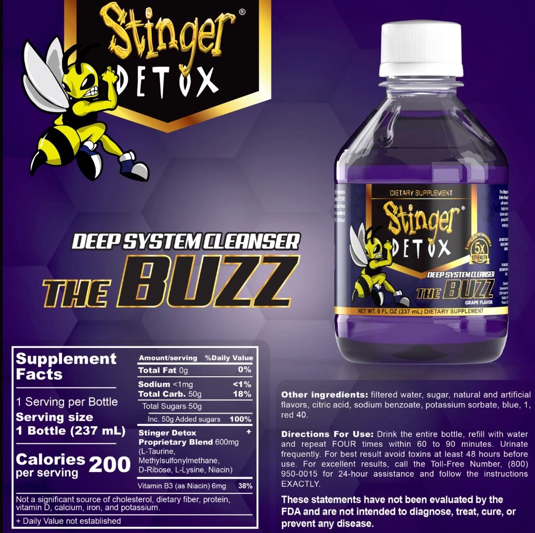 Stinger Detox Buzz 5X Extra Strength Drink – THC 大麻 weed Grape Flavor ...