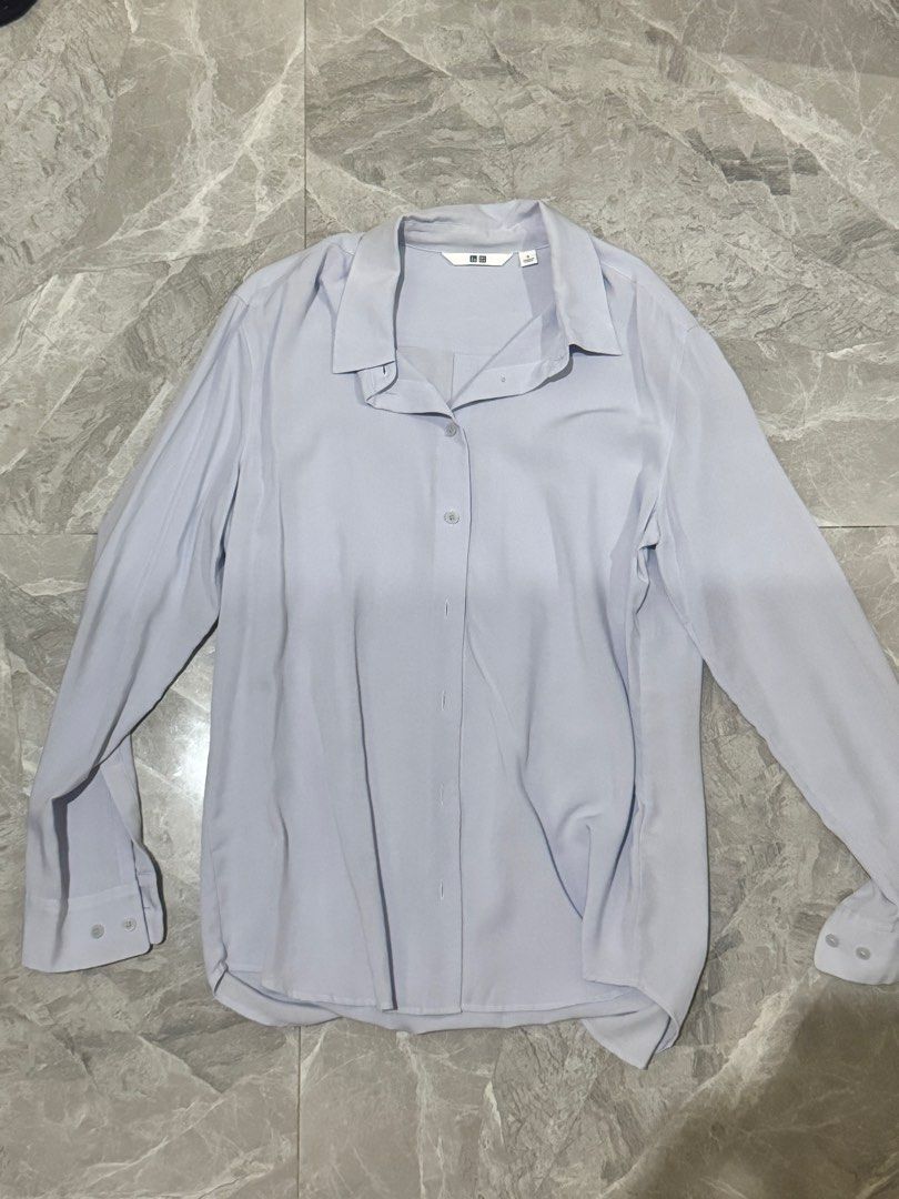 Uniqlo Rayon Long Sleeved blouse (Category: Blouses) located in Batac City. Submitted by danielleqmd (Listing ID 1364310300, Image 2). Description: Uniqlo Rayon Long Sleeved Blouse Small Light blue No issues Like new Personal preloved.