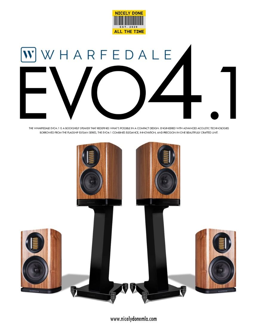 WHARFEDALE EVO 4.1 (Category: Soundbars, Speakers & Amplifiers) located in Makati City. Submitted by nicelydonemla168 (Listing ID 1364252552, Image 1). Description: The Wharfedale EVO4.1 is a true standout in the world of bookshelf speakers 💯—combining cutting-edge acoustic engineering with premium materials and artisanal craftsmanship. 🥸 Designed to perform far beyond its compact size, it delivers a spacious, immersive soundstage with stunning
