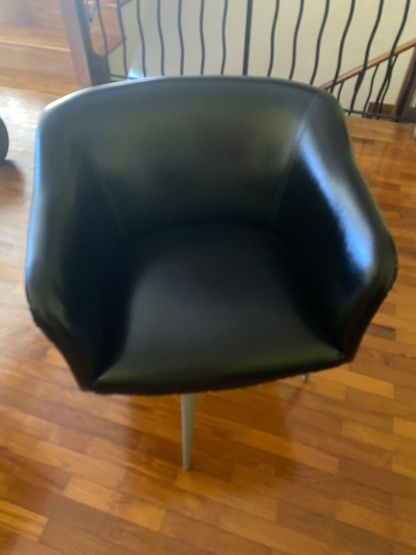 2 Black PVC Swivel Chairs, W66cm x D60cm, Furniture & Home Living ...