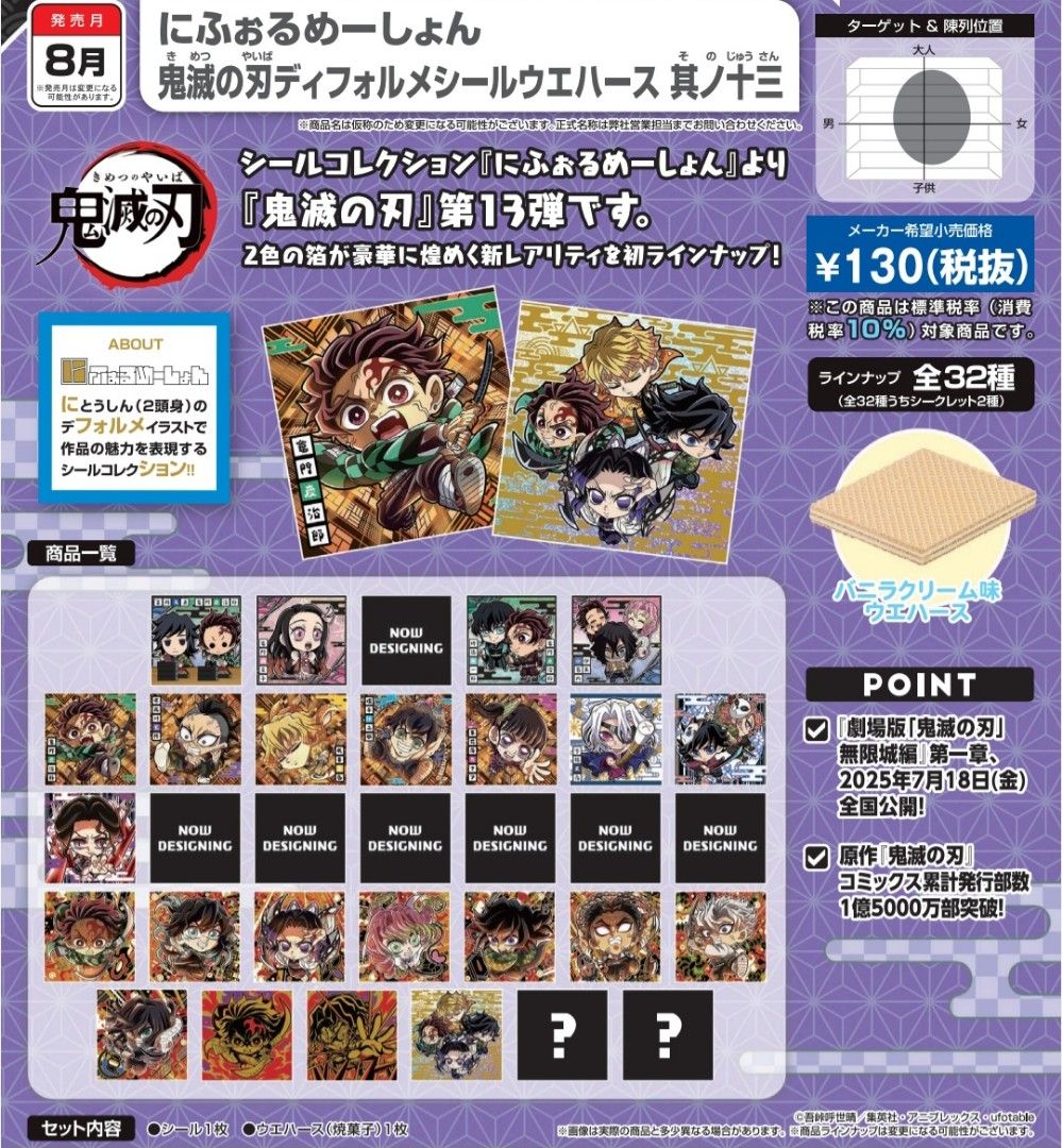 鬼滅の刃 13 Demon Slayer Deformed Sticker Wafers No. 13 - Opening