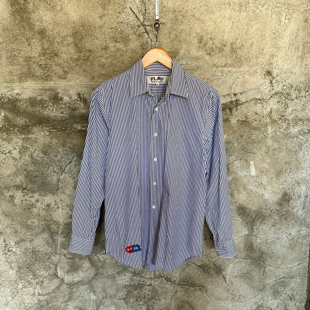 Comme des Garcons Play X Invaders Stripe Polo LS (Category: Luxury Apparel) located in Baguio. Submitted by oh.seph (Listing ID 1364529593, Image 3). Description: S on tag Width – 20 Shoulder – 16 Length – 27-29 Stain Authentic Cdg comme des garcons invaders junya watanabe.