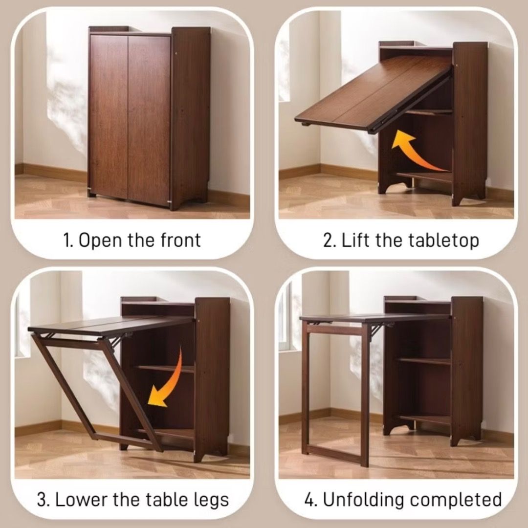 Foldable Writing Desk With Storage | Convertible Cabinet To Table ...