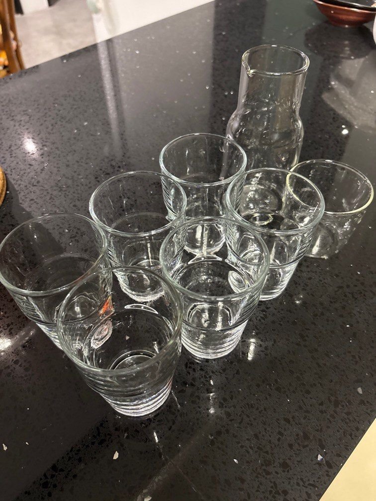 Glass Cups & Pitcher