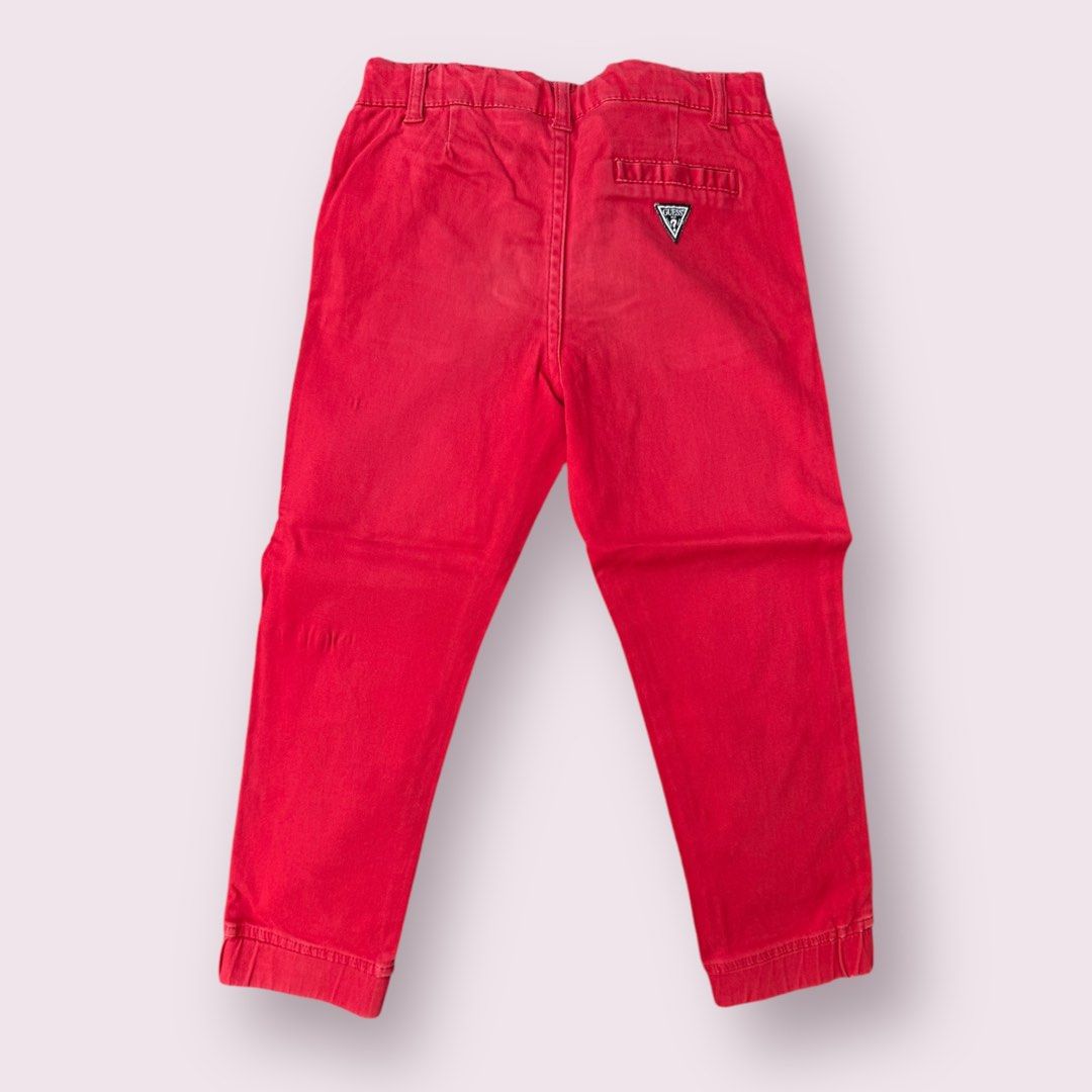 GUESS kids red pants 4yo (Category: Babies & Kids Fashion) located in Quezon City. Submitted by valll (Listing ID 1364412807, Image 2). Description: 🛑Click and READ all product details. 📍GUESS kids red pants 4yo 📍Size: 4yo kids 📍PHP 280 (Brand new Guess pants are priced at PHP 2500 and up) 📍Condition: Well Usedz 📍First owner. 📍Handwashed. Sun dried. 📍Never machine-washed and never machine dried. 📍As is whereis. What you see is what you g
