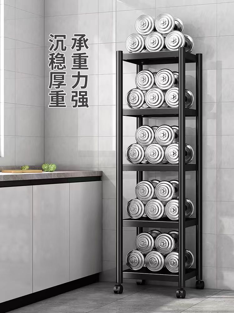 Kitchen with wheels, seam storage and storage rack, floor to floor ...