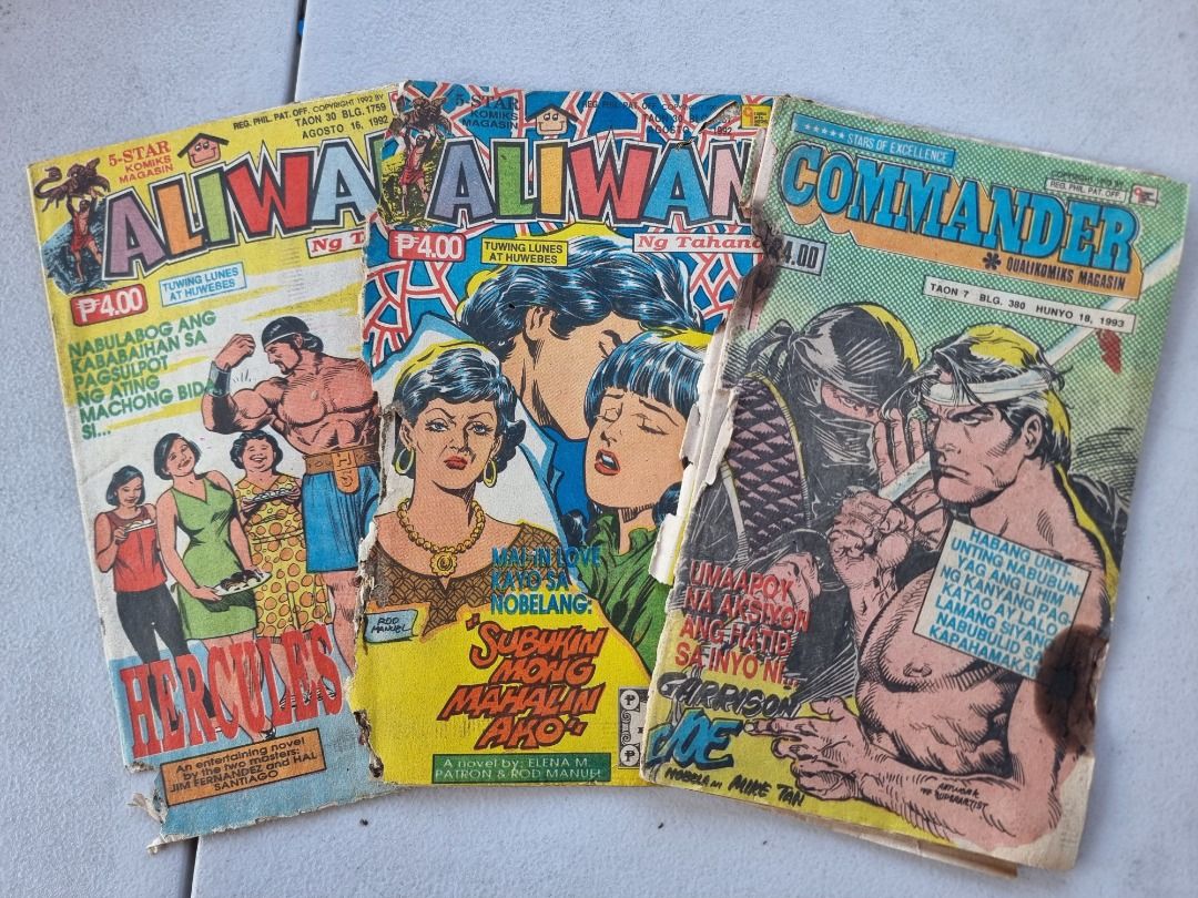 Komiks tagalog assorted (Category: Comics & Manga) located in Quezon City. Submitted by papcruz11 (Listing ID 1364421245, Image 1). Description: 3 pcs tagalog komiks for only 550 2 aliwan 1 commander Complete page As is condition.